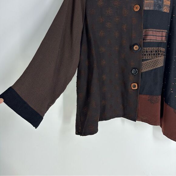 DONNA JESSICA Vintage Art to Wear Patchwork Lagenlook Cardigan Sz 1 S/M - Picture 2 of 6